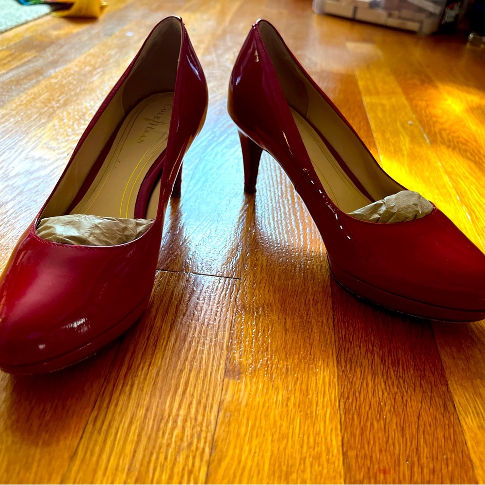 Cole Haan red patent leather pumps